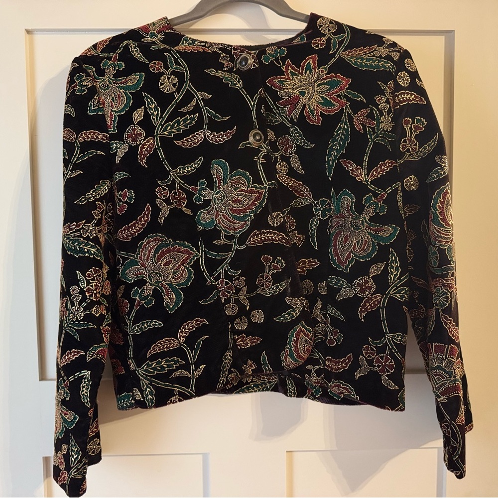 Vintage Miz California Velvet Embroidered Blouse